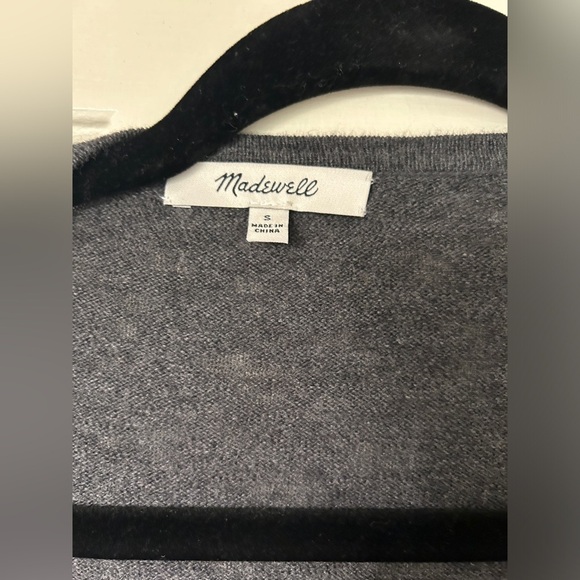 Madewell Cardigan Sweater Charcoal Gray Open Front Pockets Slub Knit- Small - Picture 2 of 5